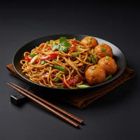 Veg Noodles With Veg Manchurian